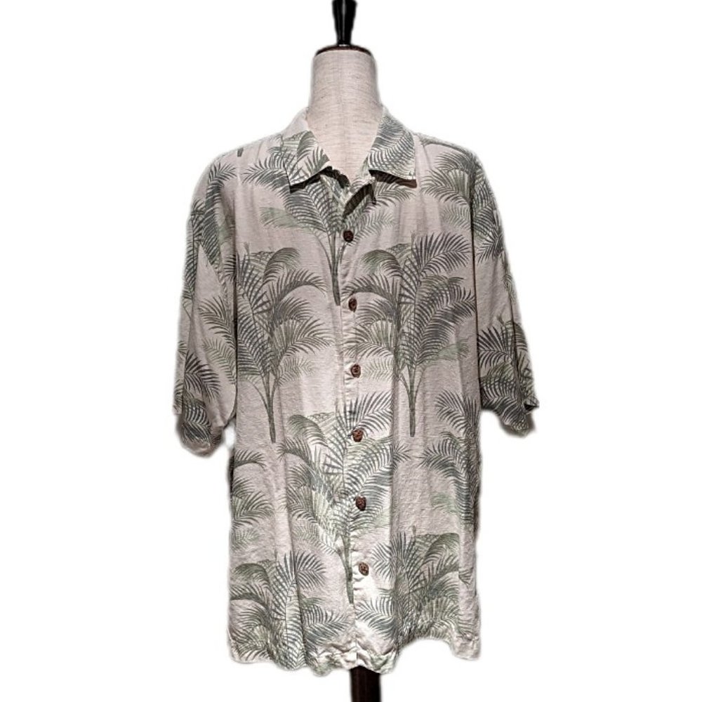 Tommy Bahama Jacquard Silk Palm Print Button Shirt